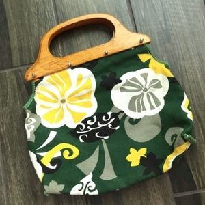 J. Crew Bahia Bermuda Bag Green Yellow Floral